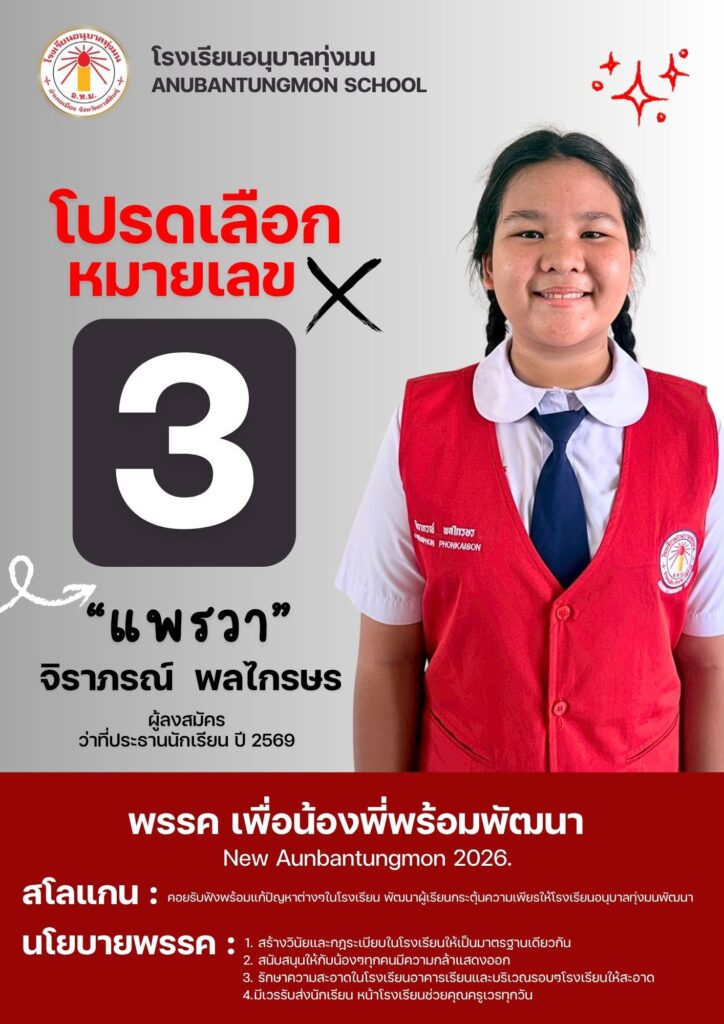 โฉมหน้าผู้ลงสมัครเลือกตั้งประธานนักเรียน